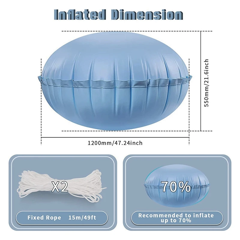 Oreiller gonflable pour piscine hors sol, couverture de piscine, 4x4, optique de 0.3mm, lot de 2