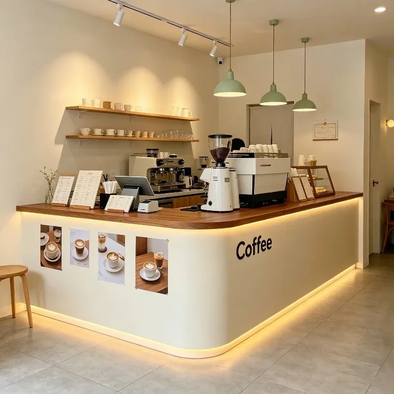 Customized high-end light luxury cafe bar table checkout page milk tea bakery homestay flower shop front desk workbench