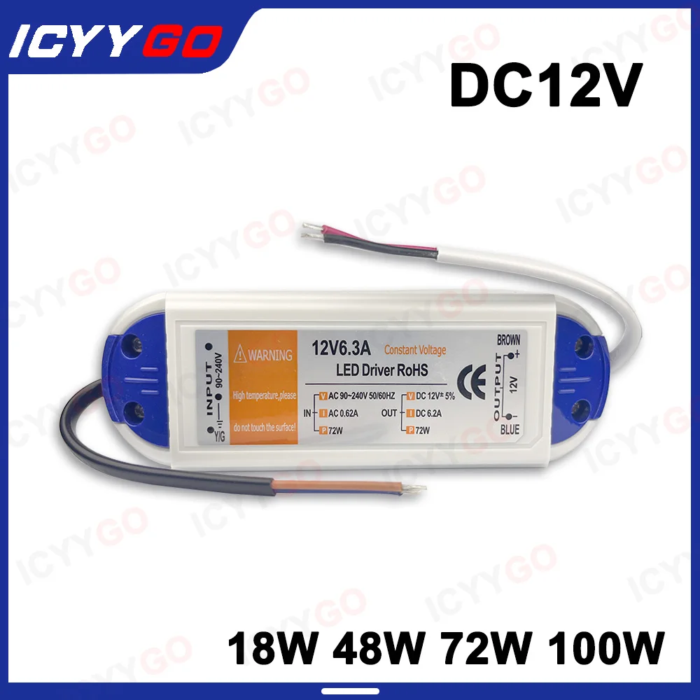 driver de led ac 110v 220v para dc 12v fonte de alimentacao adaptador de alimentacao de 12 volts transformador de iluminacao de tira de led 12v 18w 28w 48w 72w 100w 01