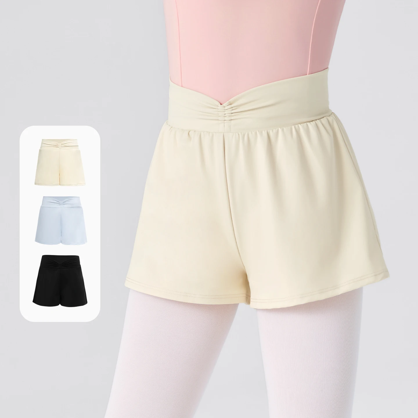 shorts-de-bale-para-meninas-cintura-alta-com-forro-calcas-tres-quartos-com-pregas-frontais-shorts-de-danca-em-nylon-elastico