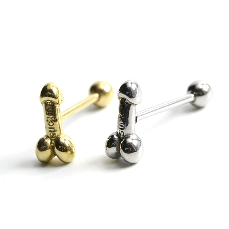 1Pc Sexy Men Genital Tongue Piercing Balls Suckme Tongue Rings Body Jewelry