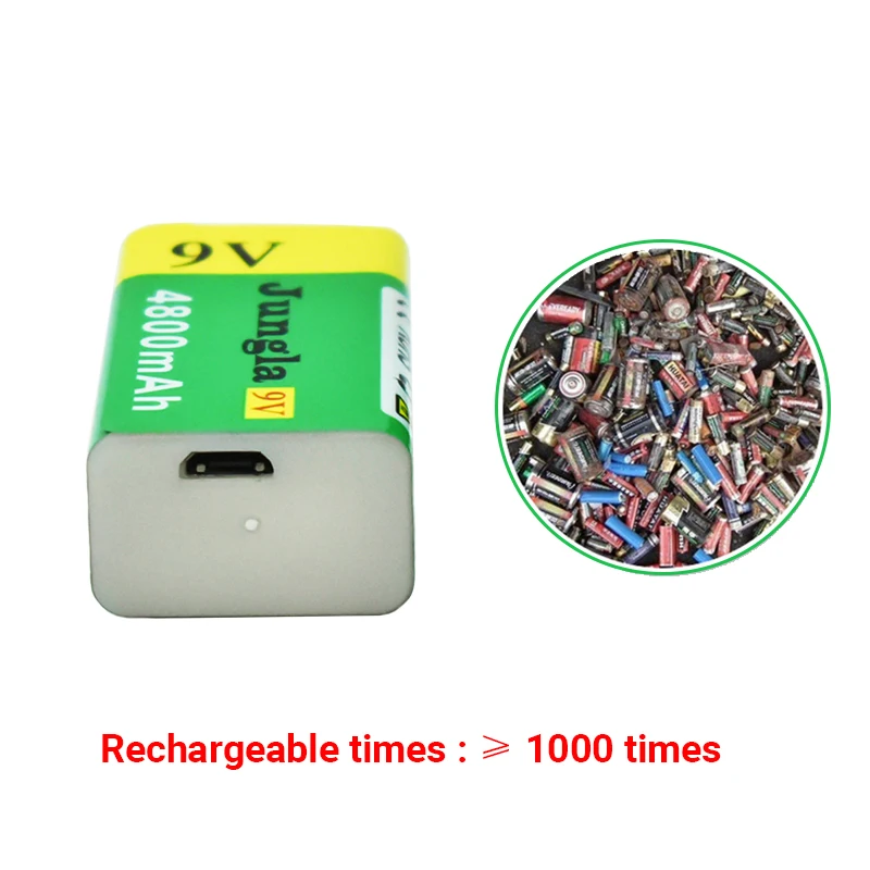 9V Battery 4800mAh Li-ion Rechargeable Battery Micro USB Batteries 9V Lithium Multimeter Microphone  pila 9v recargable usb