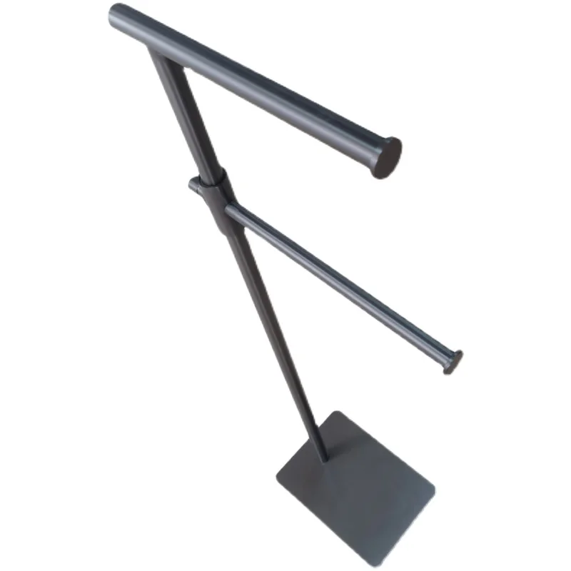 

Gun gray floor towel rack, no punching, bathroom rotatable lifting clothes drying rack