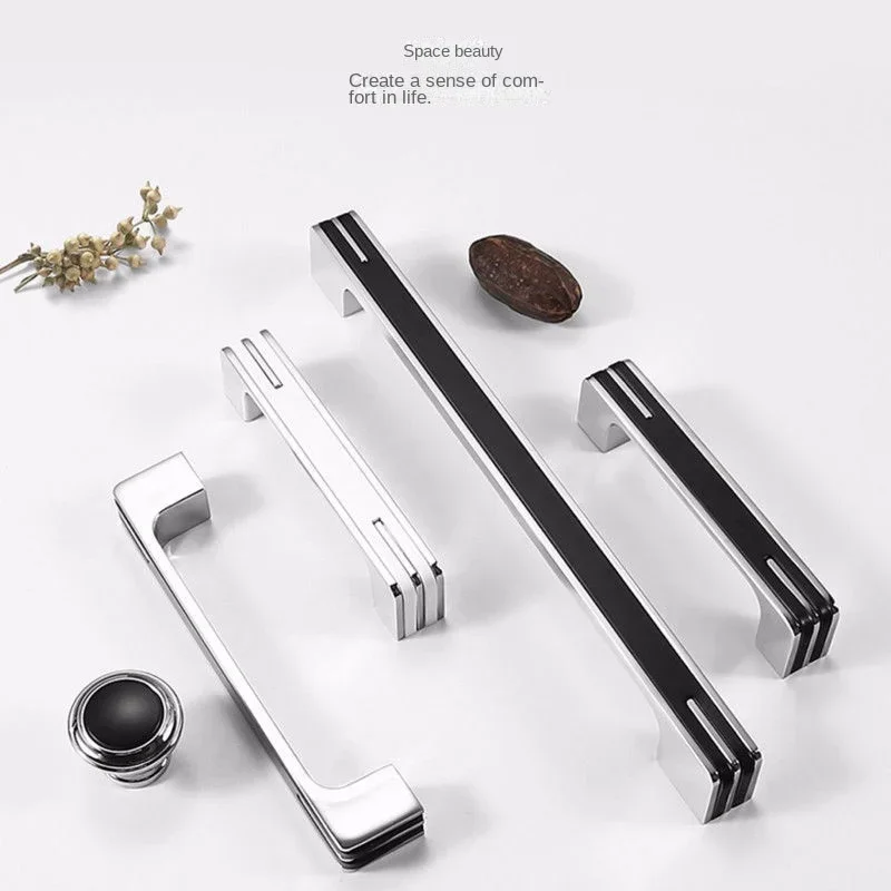 Screw Spacing, Polished Chrome Cabinet Handles,Long Size Drawer Pulls Modern Cabinet Hardware Cabinet Knob Black Silver