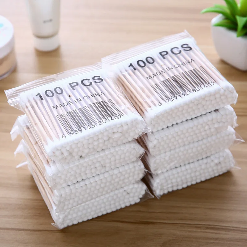 100/500/1000pcs Double Head Cotton Swab Women Makeup Cotton Buds Tip for Wood Sticks Nose Ears Cleaning Health Care Tools