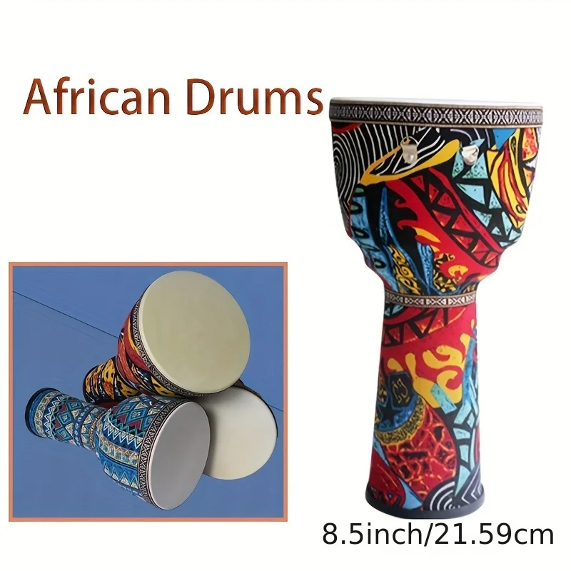 

8.5 Inch Hand-Carved AfricanDrum, Portable Traditional Musical Instrument with Intricate Patterns,Performances & Cultural Events