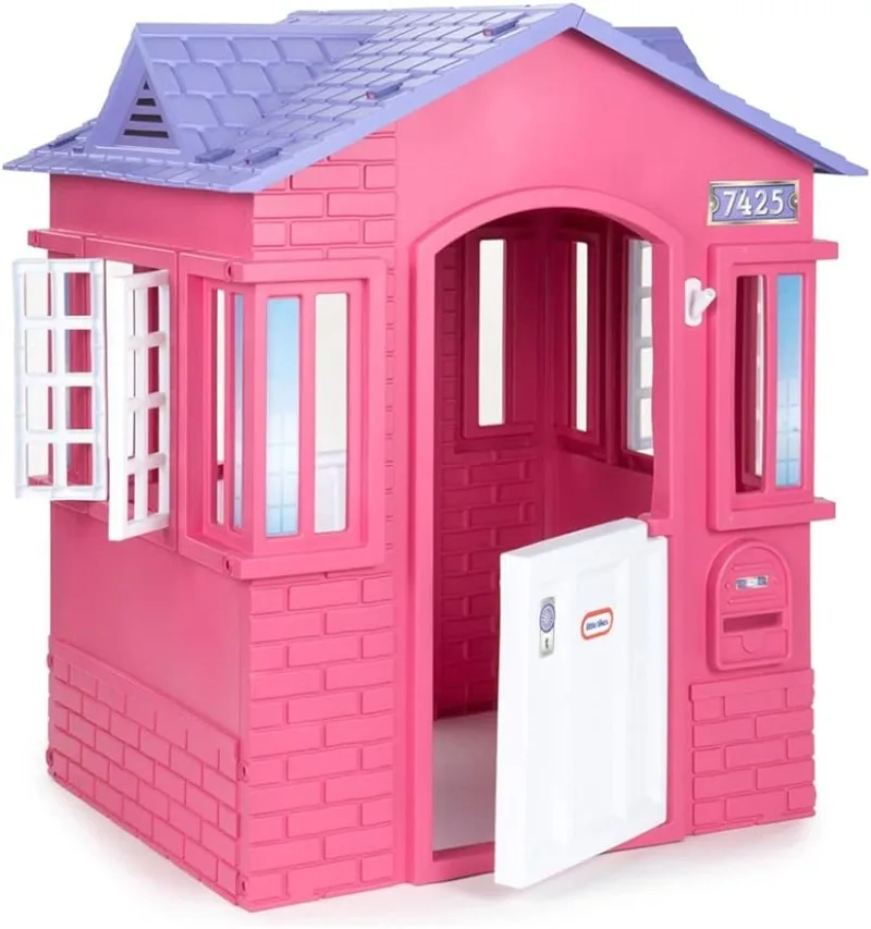 Little Tikes Cape Cottage Pretend Princess Playhouse for Kids, Indoor Outdoor, with Working Doors and Windows, Pink,Large