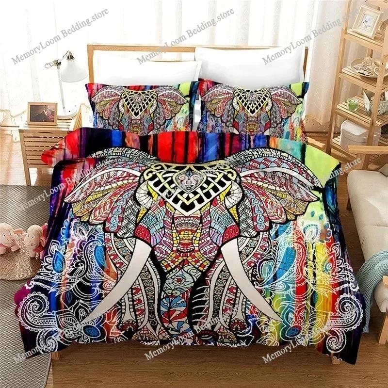 Indian Elephant Bedroom Bedding Set Housse De Couette Mandala Boho Home Textile Duvet Cover with Pillowcovers Beds Set Covers