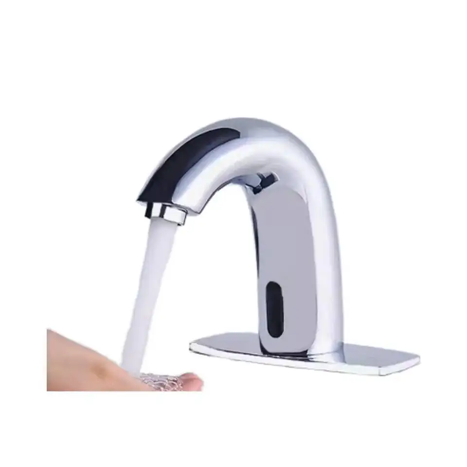 

Factory Cold Hot Water Tap Mixer Single-Hole Bathroom Automatic Motion Sensor Brass Zinc Cover Plate Basin Faucet