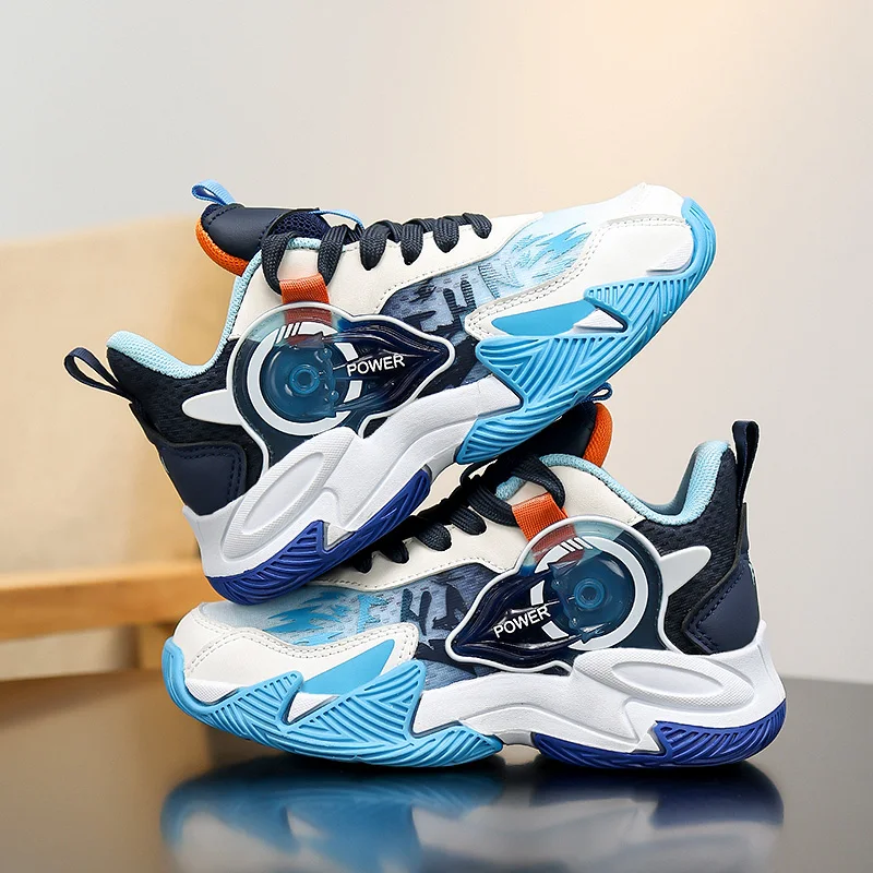 

Children Sports Shoes Autumn Mesh Breathe Comfort Fashion Lace Up Basketball Shoes Anti Slip Wear-resistant Flat Kids Sneakers