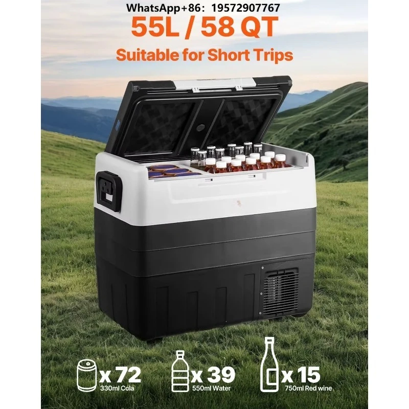 Portable Car Refrigerator Freezer Compressor 45.4 L Dual Zone for Car Home