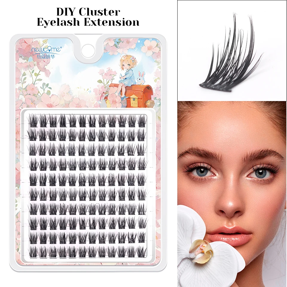 Individual Lashes Cluster C Curl Mix Lash Clusters 3D Wispy DIY Eyelash Extension 0.07mm Super Thin Band Resuable Natural Lashes