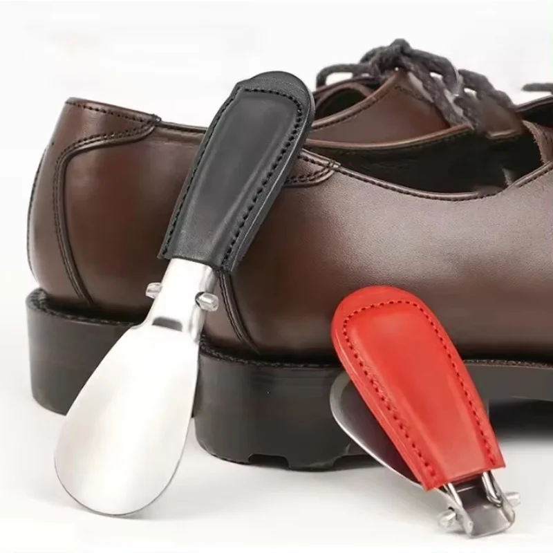 1 لبيسة حذاء من الفولاذ المقاوم للصدأ مع حقيبة جلدية، لبيسة حذاء صغيرة محمولة قابلة للطي، لبيسة الحذاء للرجال والنساء. #3