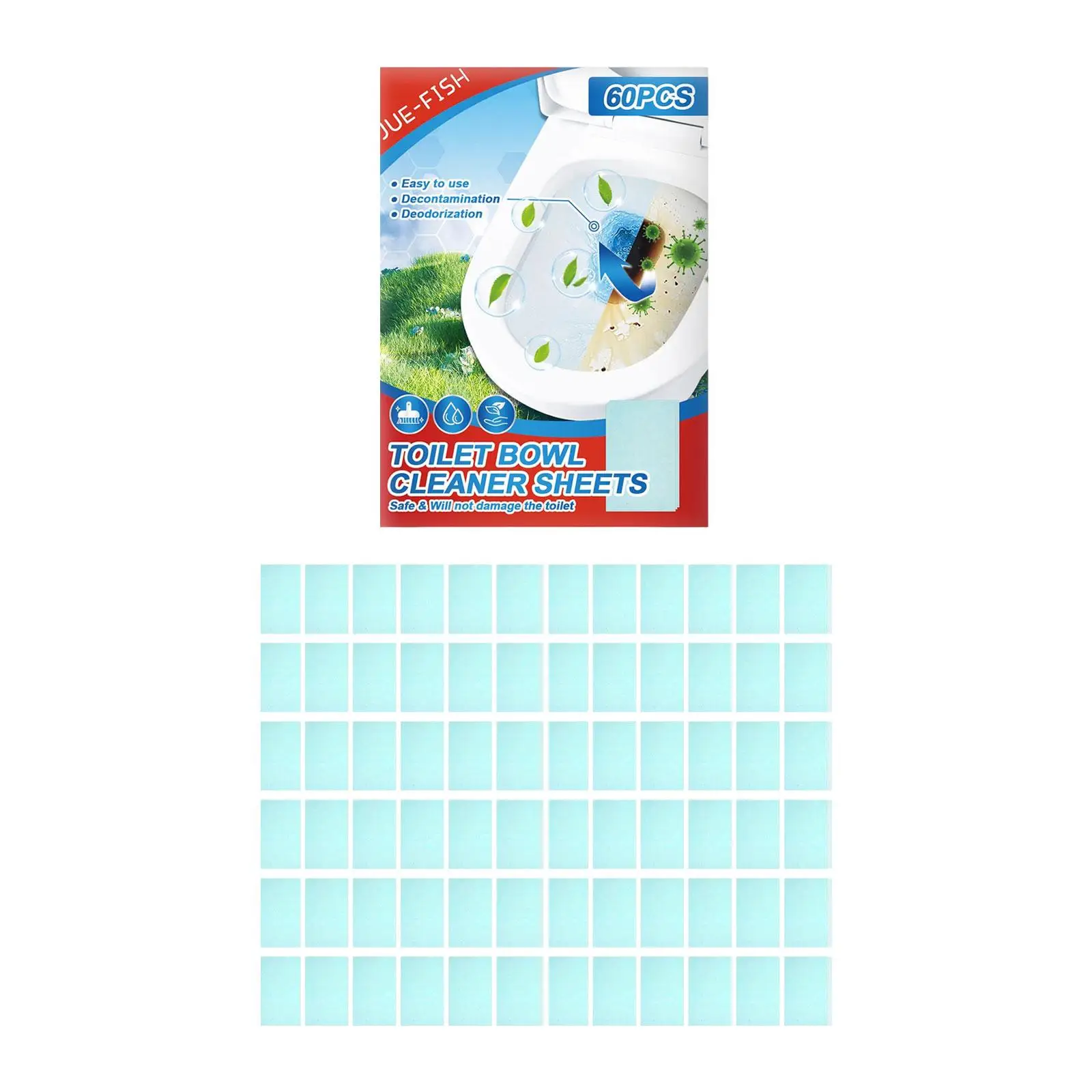 Toilet Cleaner Strips 60 Count Dissolvable Sheets Remove Stains Odors for Household Toilet RV Dorm Use
