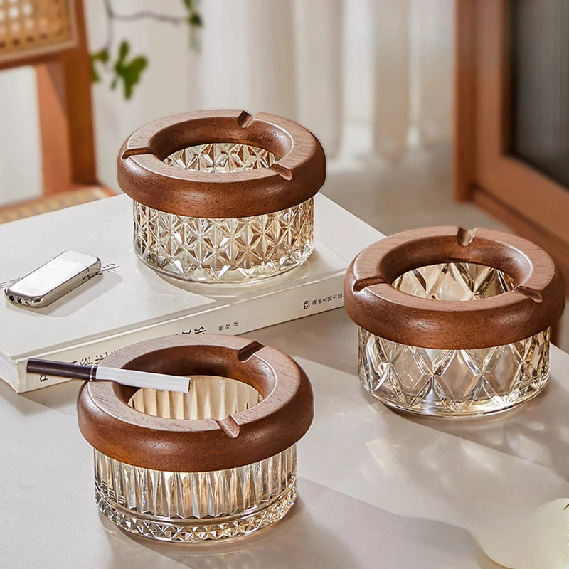 

Vintage Ashtray for Home Use, High-End Creative Glass Ashtray for Living Room and Office, Anti-Ash Flying, Personalized