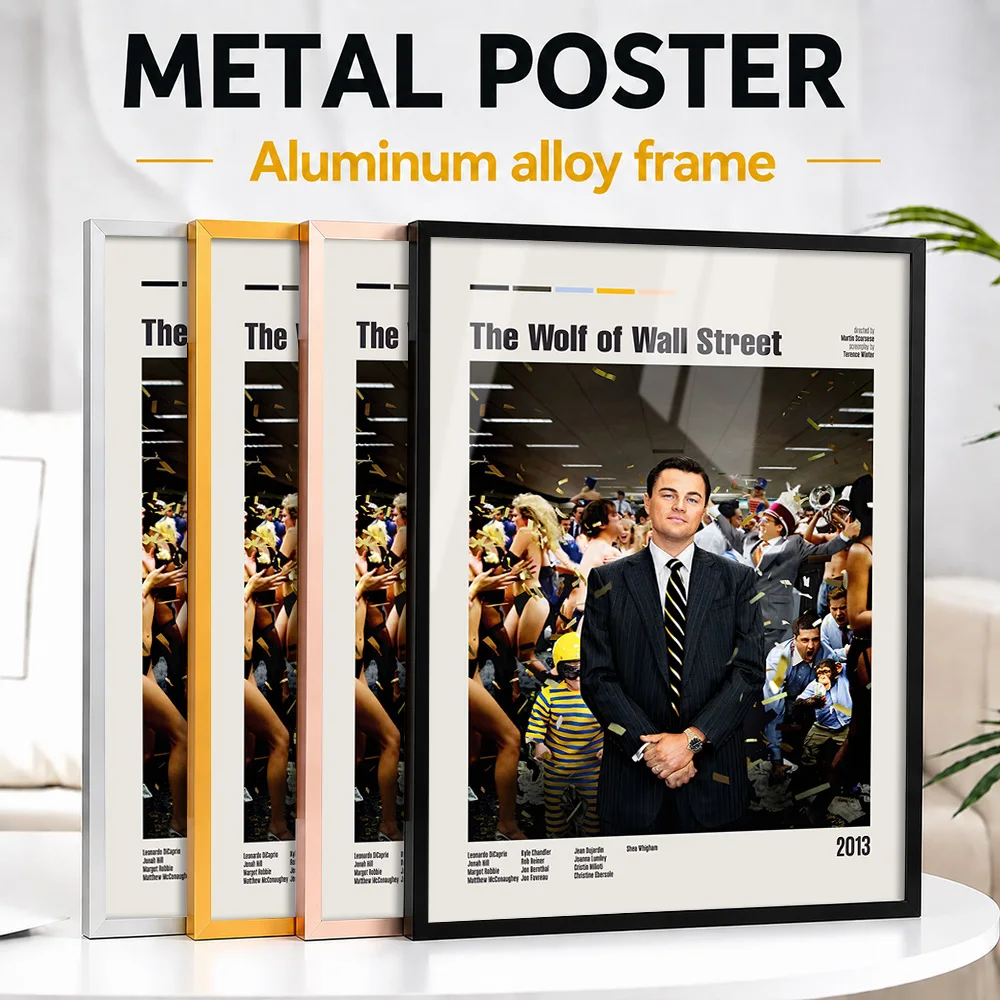 Wolf Street Finance Movie Framed Metal Poster Personalized Screen Tribute Wall Art Perfect Within Media Room As Story Lovers