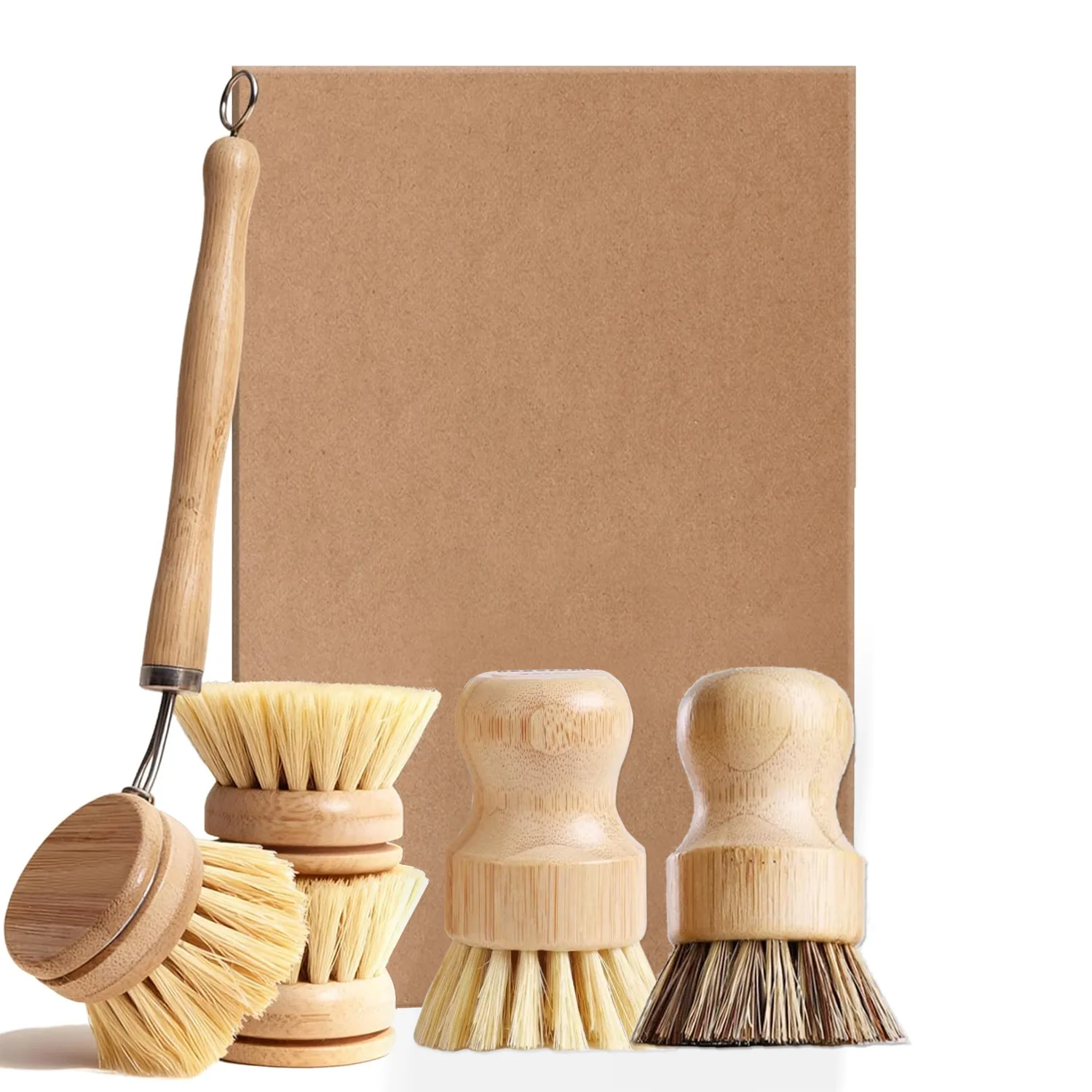 Kitchen Brush - Hard Bristle, Natural Wooden Dish Brush Wood Sustainable & Biodegradable, Kitchen Scrub Brush for Dishes, Pans