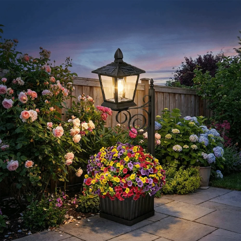 Waterproof Solar Planter Lamp 2 In 1 Auto On Off Sensor Outdoor Planter Lamp Warm White Vintage Solar Landscape Decor Light