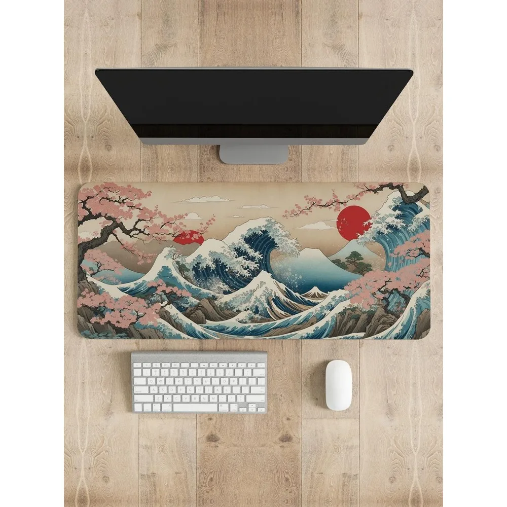 Japanese Wave Mouse Pad: Personalized Anime Gaming Desk Mat escritorio accesorios podkladka pod myszke teclado mecánico
