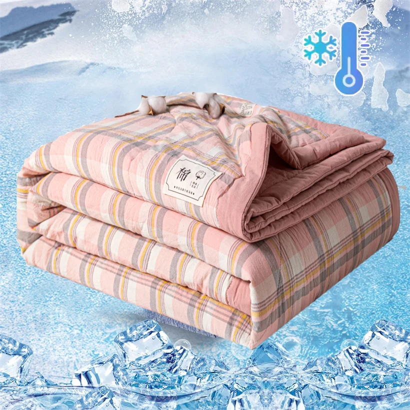 

2025 Fashion 100% Cotton Ins Style Summer Quilt Skin-friendly Lightweight Soft Pure Cotton Quilted Blanket/Bed Duvets/Comforter