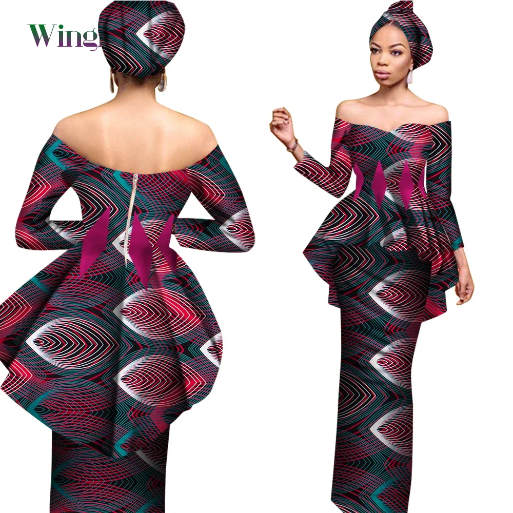 Vêtements africains pour femmes, ensemble 2 pièces avec jupe africaine et imprimé ankara, boubou dashiki à la mode, WY2566