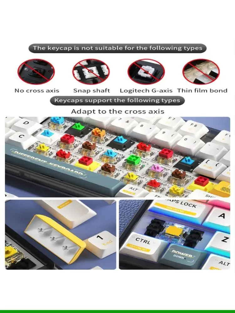 U55C 104Keys ABS Keycaps Russian Backlit Keycap OEM Profile for Mechanical Keyboards with Translucent Layer