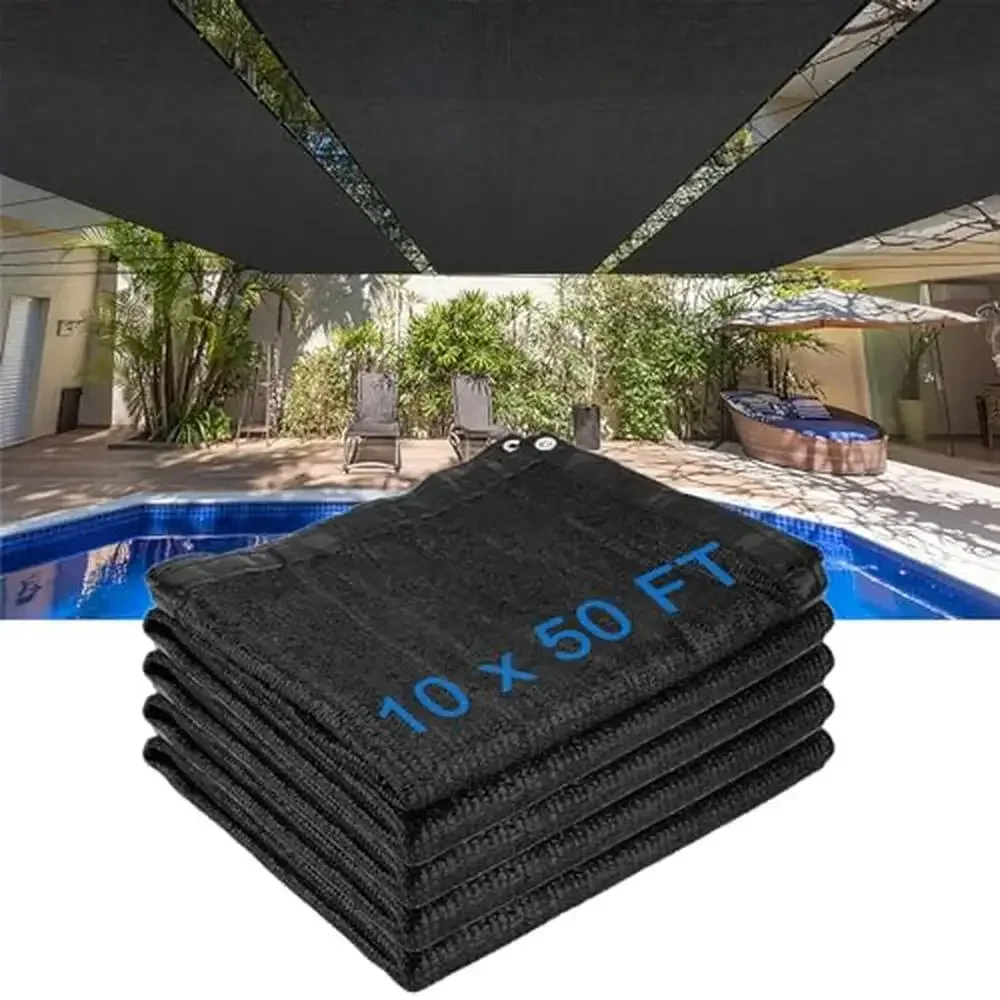 

UV Protected Black 10 x 50 FT Shade Cloth Net with Reinforced Grommets Outdoor Garden Patio Canopy Ideal Patios Gardens and More