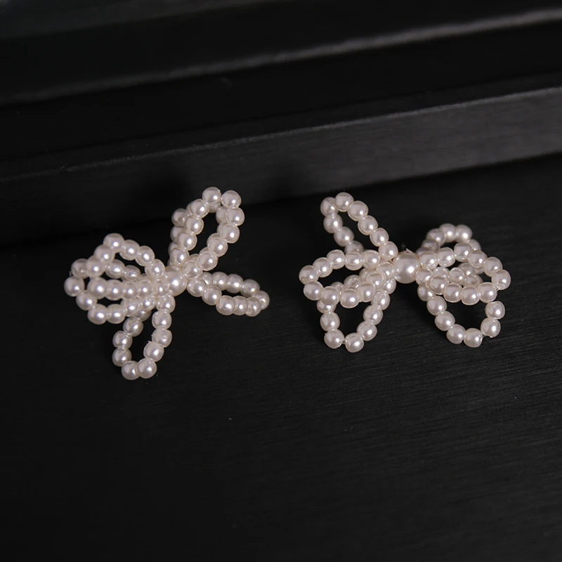 Bow and Pearl Bridal Earrings Wedding Collection Set