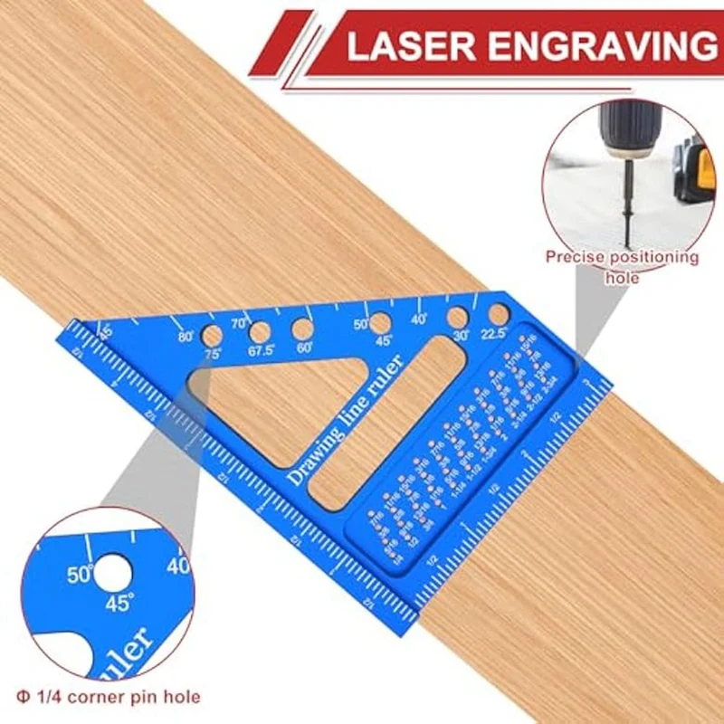 Multi Angle Measuring Ruler,Carpenter Square With Angle Position Pin,Woodworking Square ,Measuring Layout Scribing Ruler