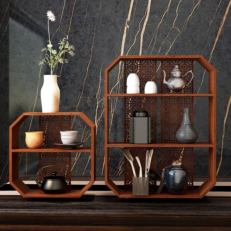 

Настенная антикварная стойка из цельного дерева, деревянное хранилище для чайного столика, чайный сервиз, украшение для чашки, хранение