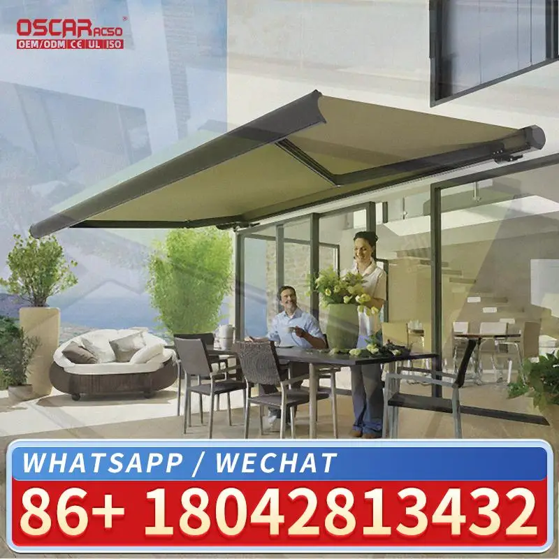 Electric Retractable Canopy Outdoor Shade Foldable Arm Awning for Patio Terrace Garden Roof Retractable Awning