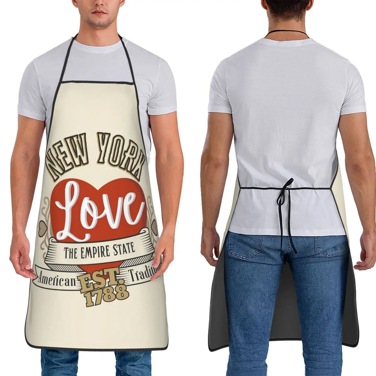 Brooklyn New York The Empire State Aprons Chef Cuisine Tablier Sleeveless Bib Kitchen Cleaning Pinafore for Women Men Painting