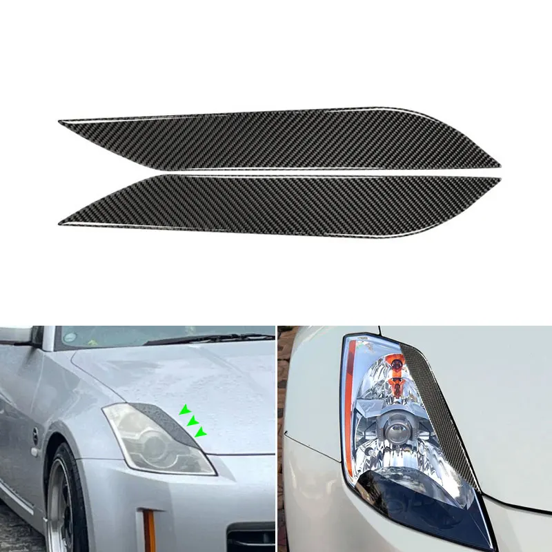 Car Real Carbon Fiber Front Headlight Eyebrow Eye Lid Eyelids Cover Frame Trim For Nissan 350Z Z33 Coupe 2-Door 2003 2004 - 2008