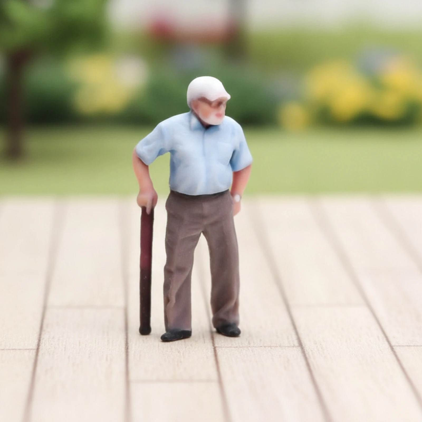 Miniature Man with Cane Painted Diorama Figure Miniature People Model Realistic Figurine Lifelike for Hobbyists, Dioramas