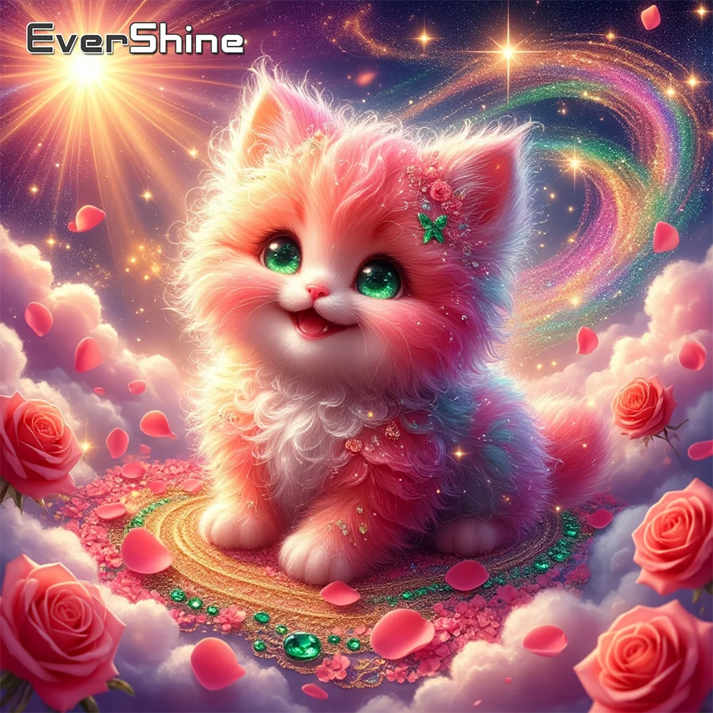 Evershine Cat Diamond Painting Animal Full Square Drill Mosa
