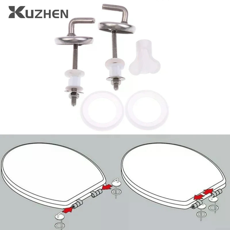 Stainless Steel Toilet Cover Mounting Connector With Mounting Washer Replacement Parts 2Pcs Toilet For Seat Hinge No Noise Home