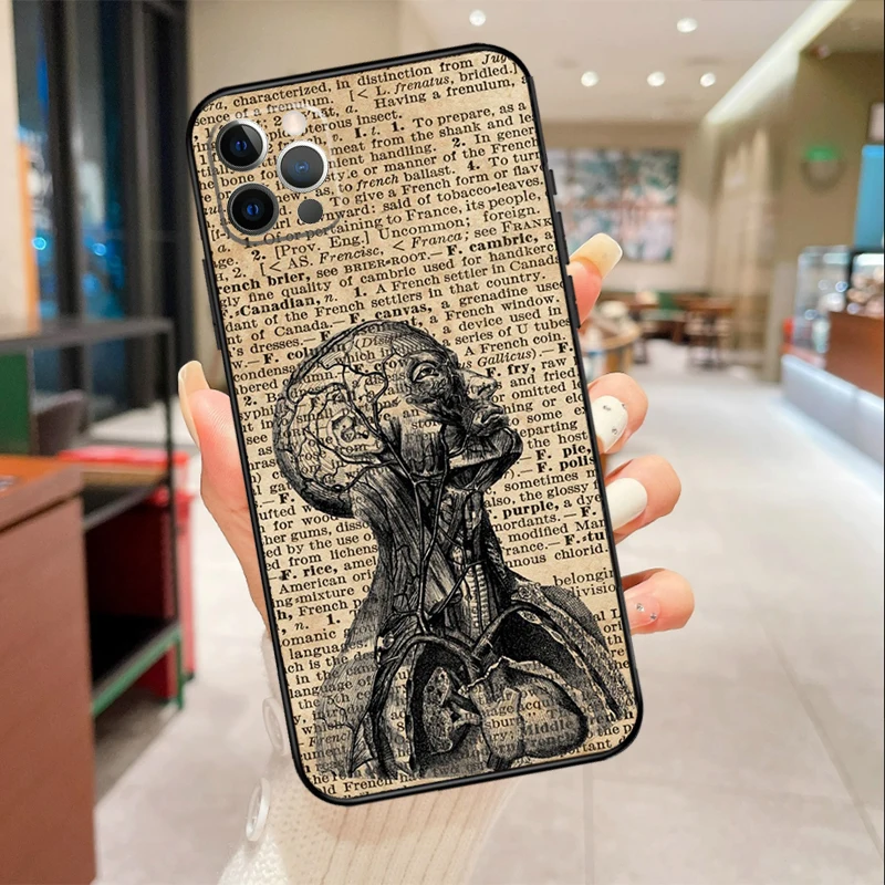 Medical Human Organs Brain Phone Case For iPhone 16 15 13 11 12 14 Pro Max Mini XR X XS Max 6S Plus Cover