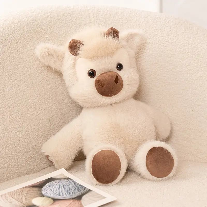 Adorable Highland Cattle Plush Toy 45cm - Huggable Running Cow Stuffed Animal Made with Premium Soft Fabric, Soothing Companion - 4
