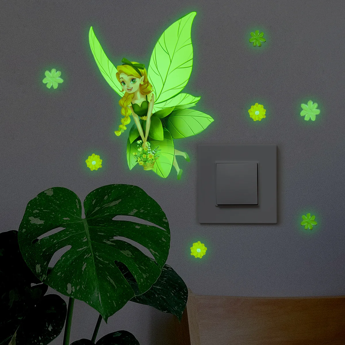 Fairy Elf Fairy Luminous Wall Stickers for Kids Rooms Girls Room Home Decor Glow In The Dark Fluorescent Light Switch Stickers