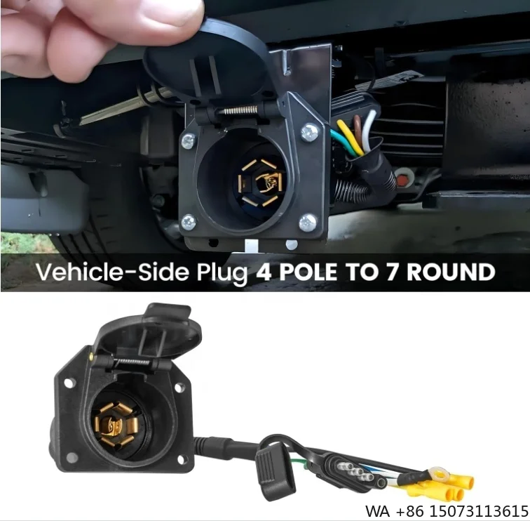 4-Way Flat to 7-Way Round RV Blade Trailer Adapter Wiring Harness