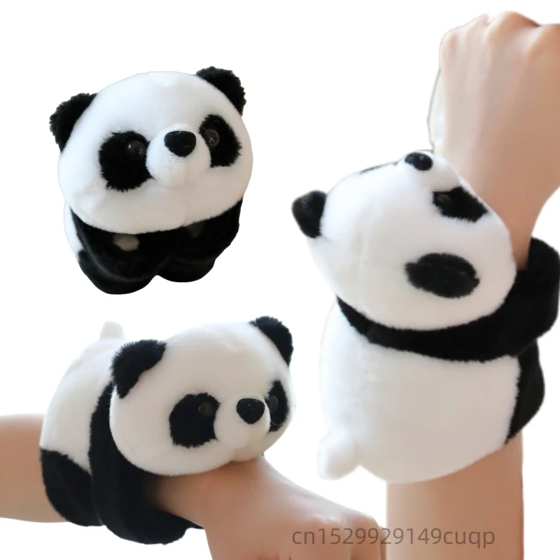 25cm Kawaii Panda Pop Ring Plush Bracelet Brooch Belly Panda Dress Wrist For Boys And Girls Birthday Christmas Gift