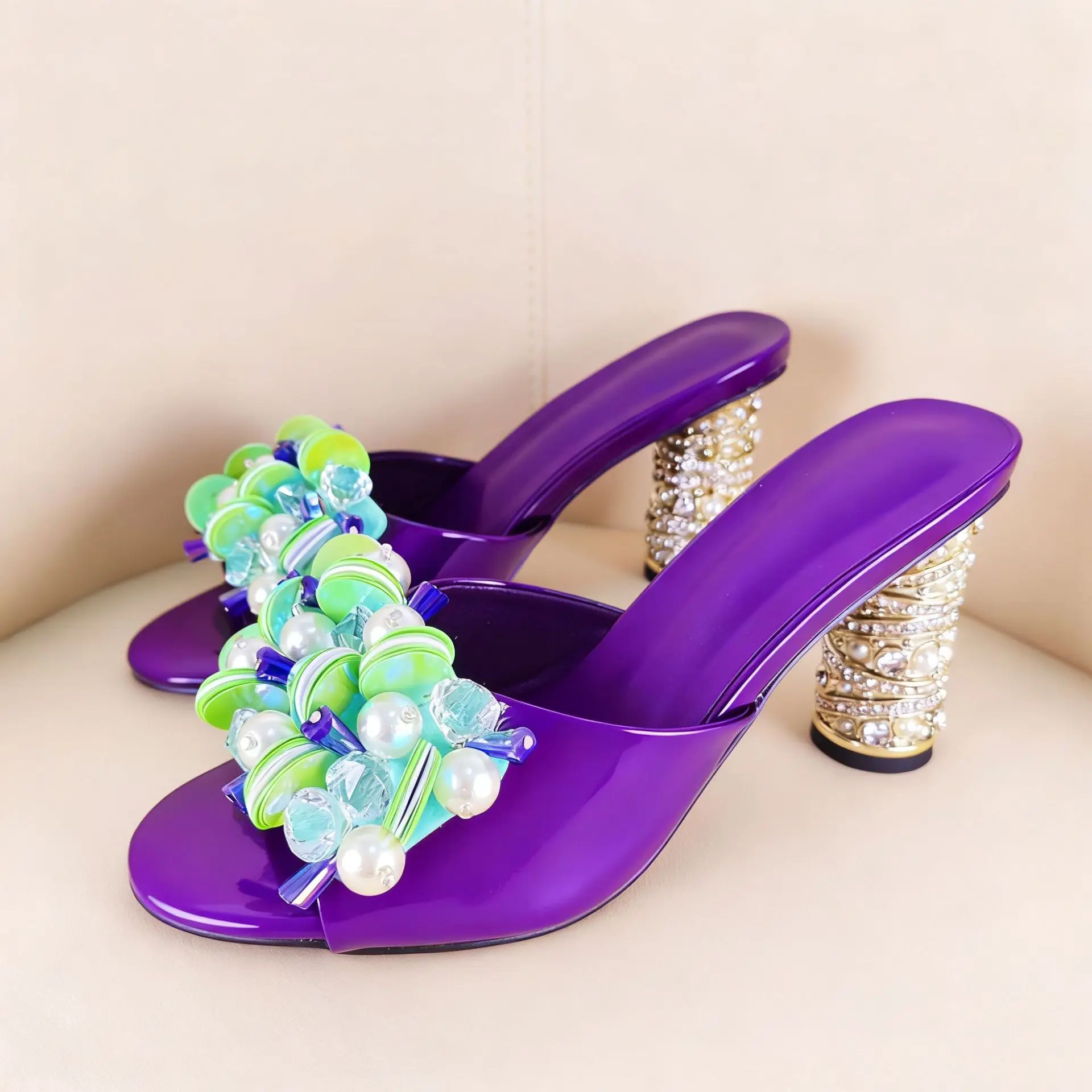 

Independent Station Ebay Personality Women Sandals Mules Diamond Heel Sandals