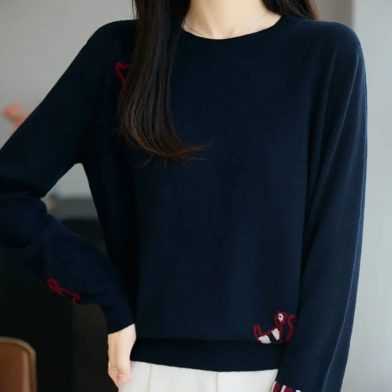 Puppy Jacquard Autumn And Winter New Round Neck Sweater Base