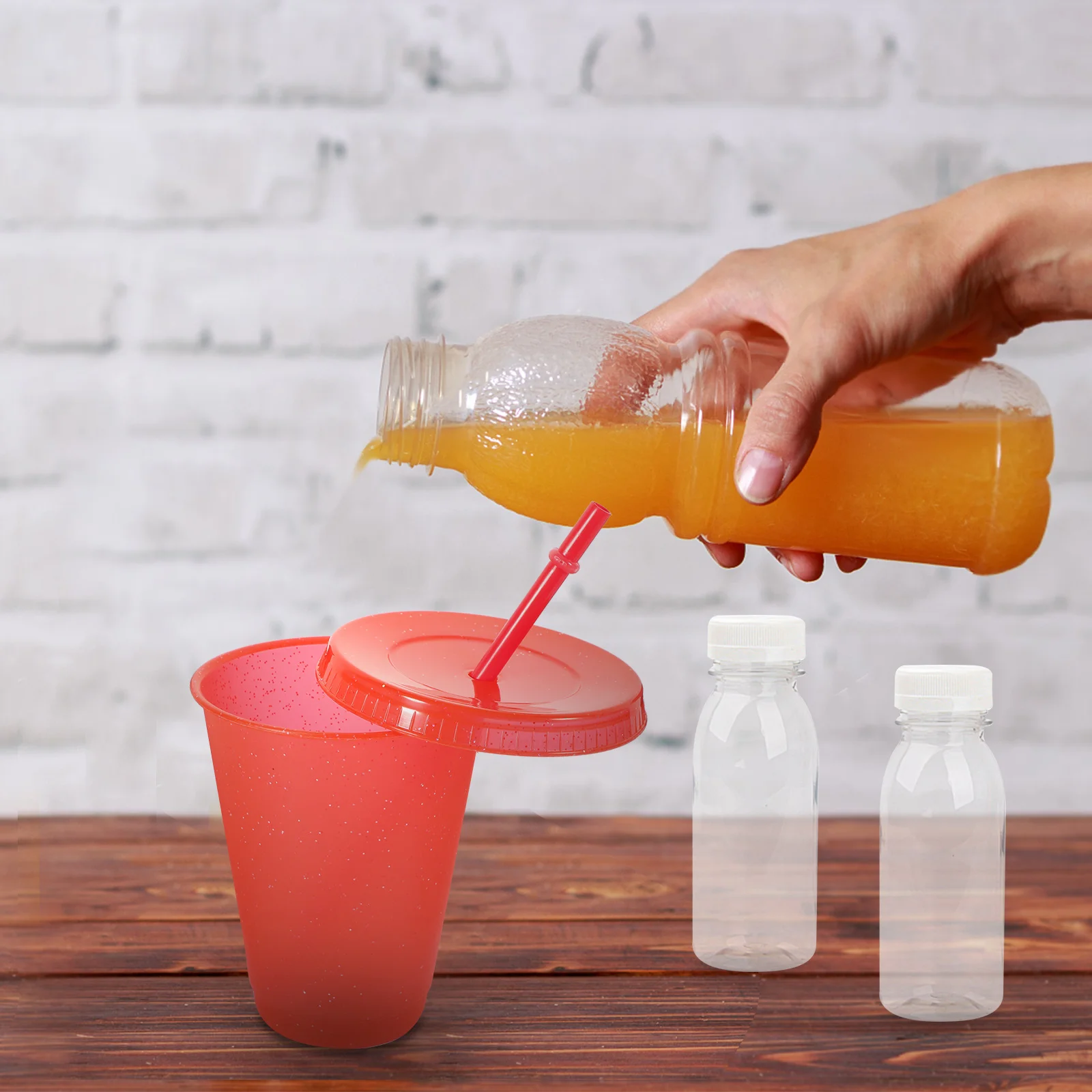 

12pcs Drink Bottles 200Ml Transparent Pet Wide Mouth Storage For Juice Milk Yogurt Reusable Portable Leakproof Containers