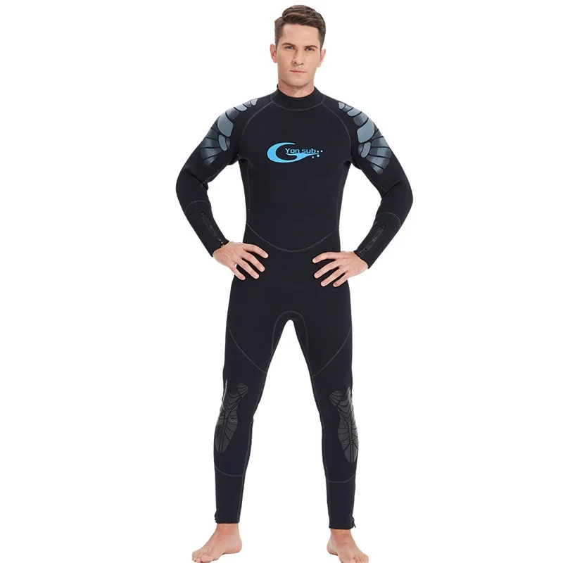 

5Mm Adult Wetsuit One-piece Long-sleeved Men's Sunscreen Quick-drying New Black Trench Coat Swimsuit