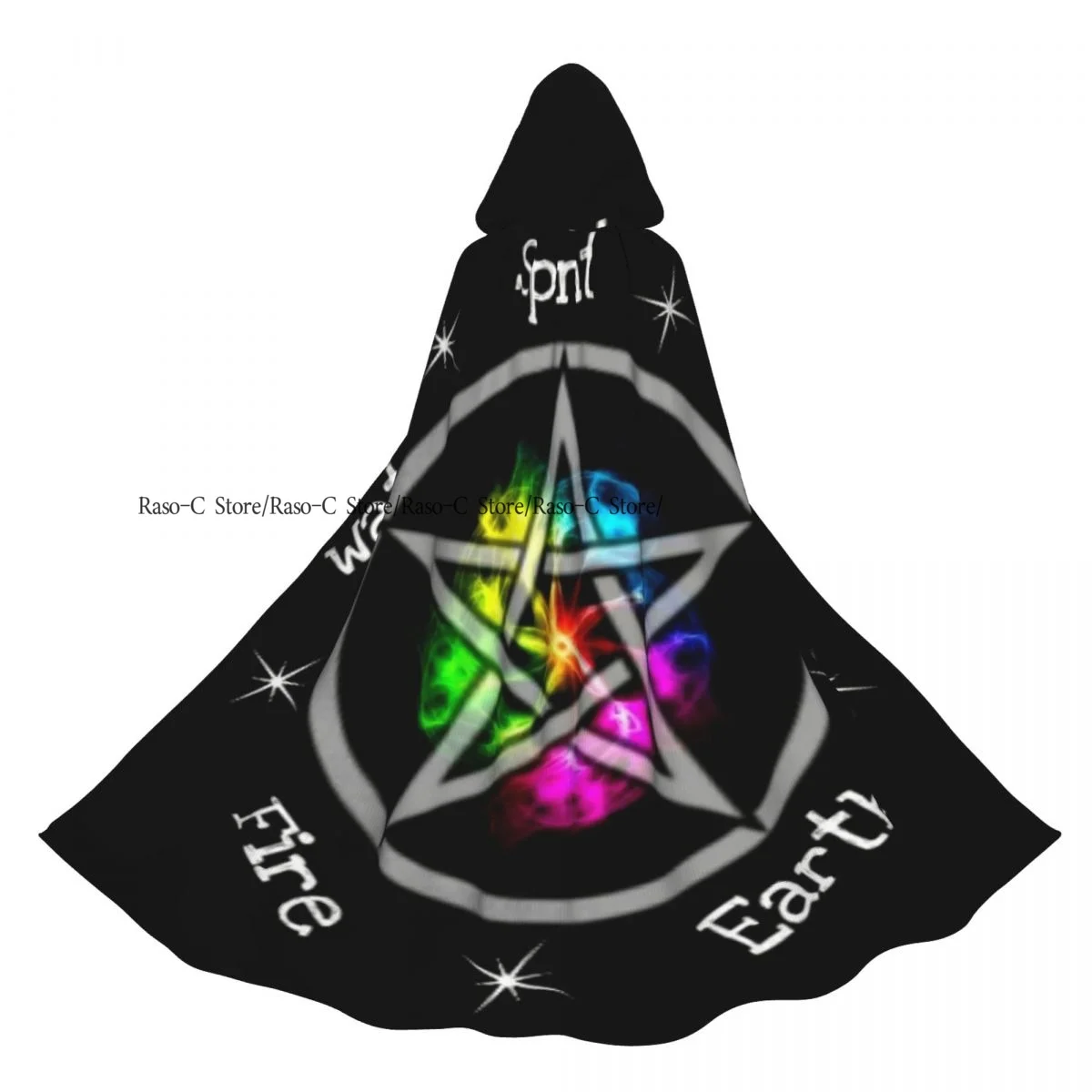 

Hooded Cloak Unisex Cloak with Hood Wiccan Five Elements Earth Pentagram Pentacle Cloak Vampire Witch Cape Cosplay Costume