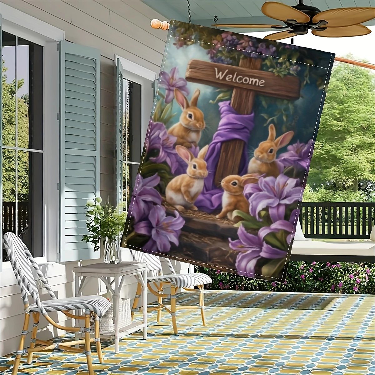 1pc, Happy Easter, Easter Cross Garden Flag 28x40 Inches Garden Decoration Double Sided, Home Decoration, Courtyard Decoration, Decoration, Lawn Decoration, Flag Only (62)