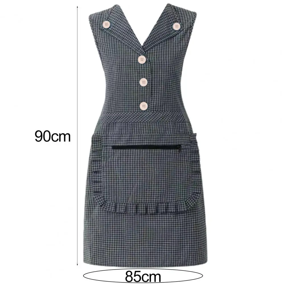 Plaid Pattern Cotton Apron Waistcoat Housework Cooking Apron Lace Up Kitchen Apron Waistcoat Type Kitchen BBQ Baking Aprons