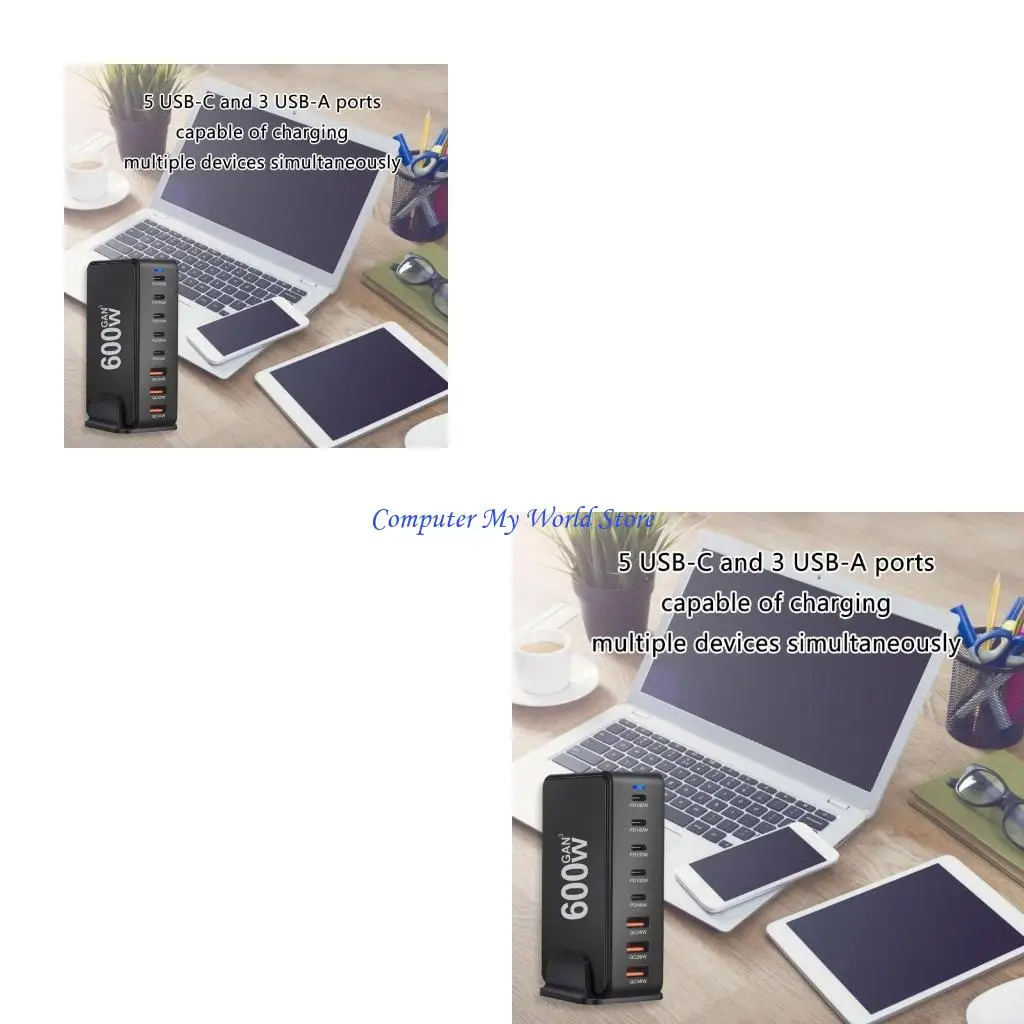 

600W GaN PD Desktop with 8 Ports for Fast Charging Multiple Devices