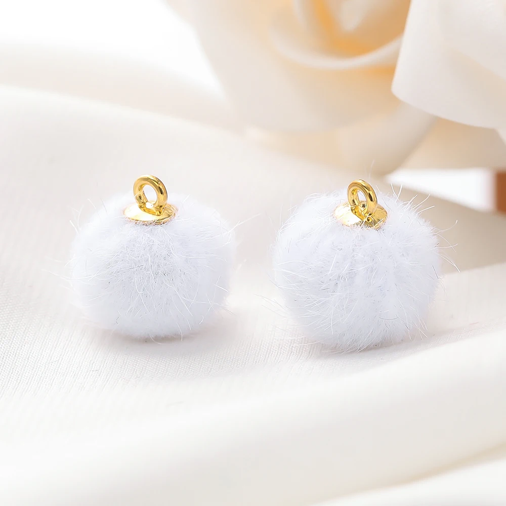 10 stuks pluche bont bedekt bal kralen bedels pompom kralen hanger voor DIY ketting oorbel armband hanger sieraden maken benodigdheden
